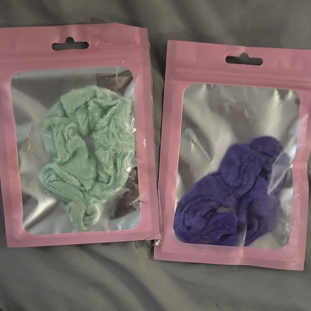 Green and Purple Hair Scrunchies